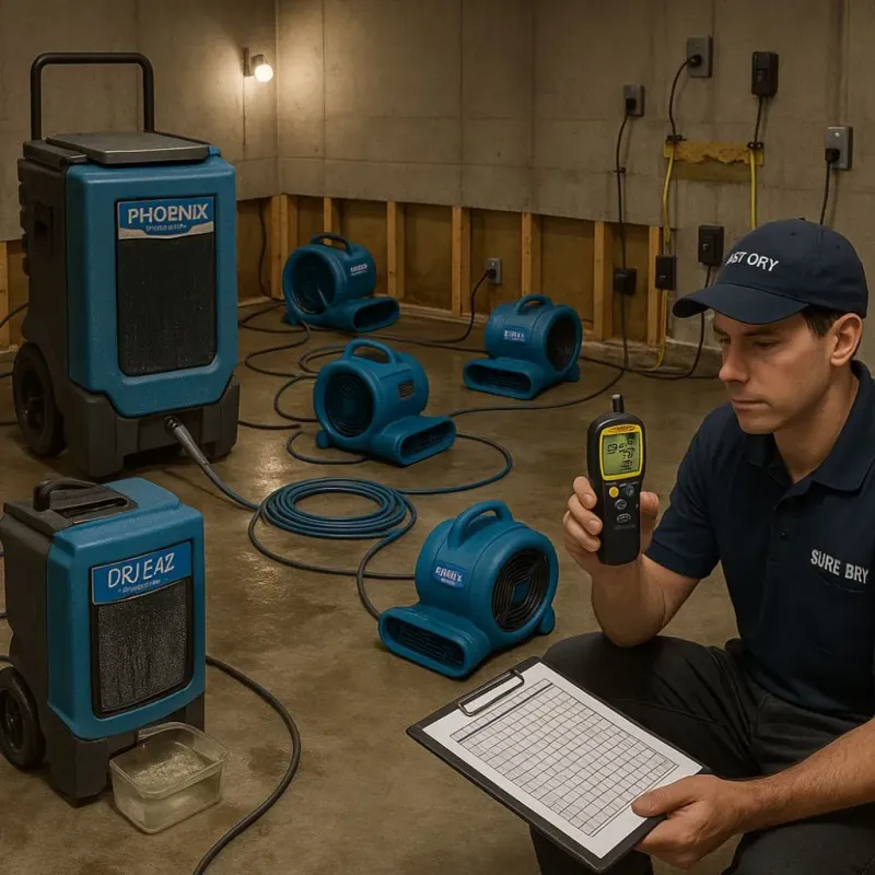 Structural Drying and Dehumidification process in Coats, NC